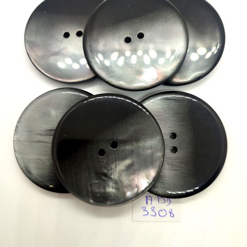 6 boutons en résine gris et noir - 44x44mm - abd3208