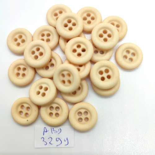 23 boutons en résine beige - 13mm - abd3299