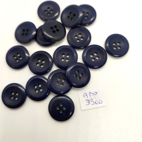 17 boutons en résine bleu foncé - 15mm - abd3300