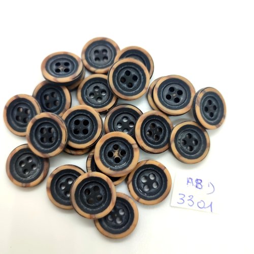 24 boutons en résine gris et vieux rose - 15mm - abd3301