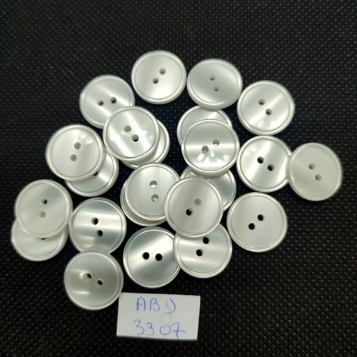 22 boutons en résine blanc - 15mm - abd3307