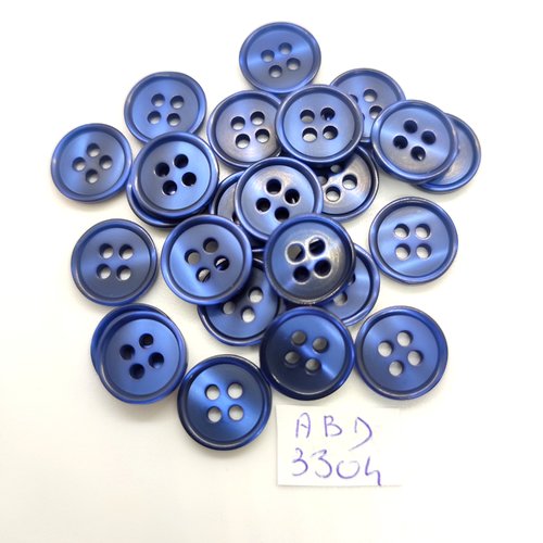 24 boutons en résine bleu - 13mm - abd3304