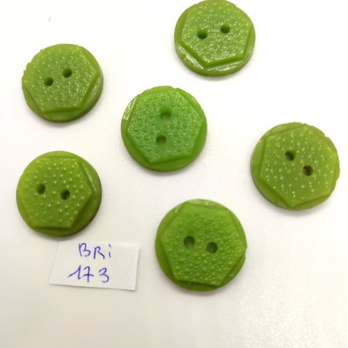 6 boutons en résine vert - 18mm - bri173