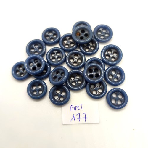 22 boutons en résine gris / bleu - 11mm - bri177