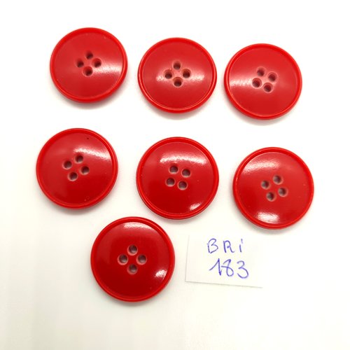 7 boutons en résine rouge - 22mm - bri183