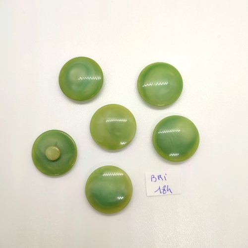 6 boutons en résine vert - 22mm - bri184