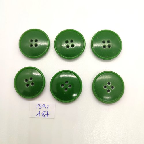 6 boutons en résine vert - 22mm - bri187