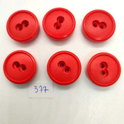 6 boutons en résine rouge - 22mm - 377