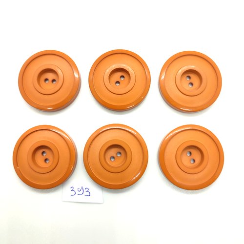 6 boutons en résine ocre / orange très foncé - 31mm - 388
