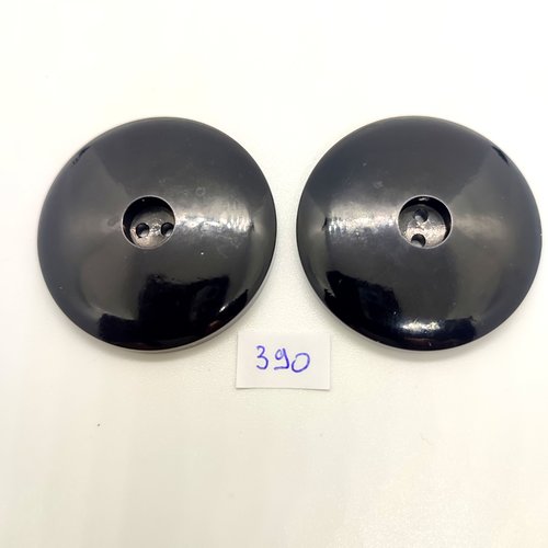 2 boutons en résine noir - 44mm - 390