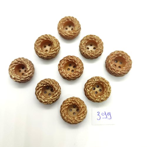 9 boutons en résine beige - 16mm - 399