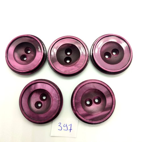 5 boutons en résine violet - 30mm - 397