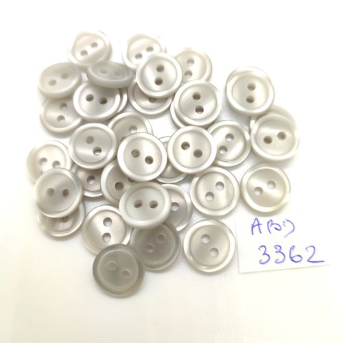 35 boutons en résine gris clair - 11mm - abd3362