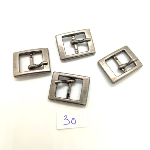 4 boucles de ceinture en métal argenté mat - 17x22mm