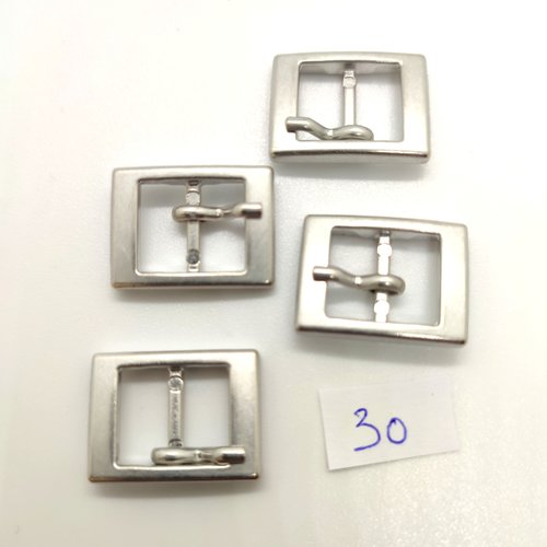 4 boucles de ceinture en métal argenté - 17x22mm
