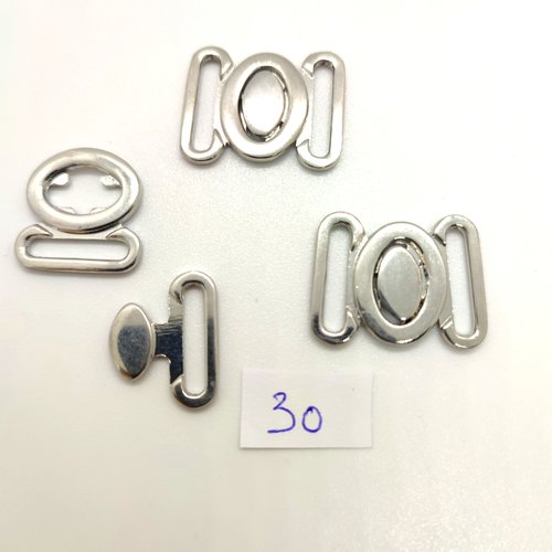 3 attaches en métal argenté - fermé 18x23mm