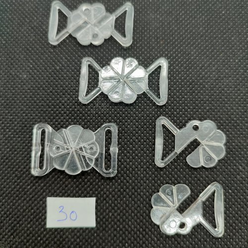 4 attaches en résine transparent (fleur) - fermé 18x32mm