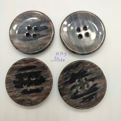 4 boutons en résine marron - 44mm - abd3311