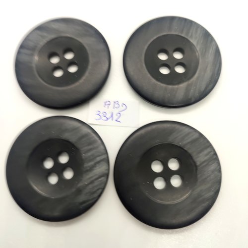 4 boutons en résine gris et noir - 44mm - abd3312