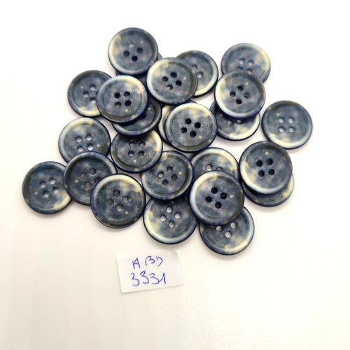 25 boutons en résine gris / bleu - 15mm - abd3331