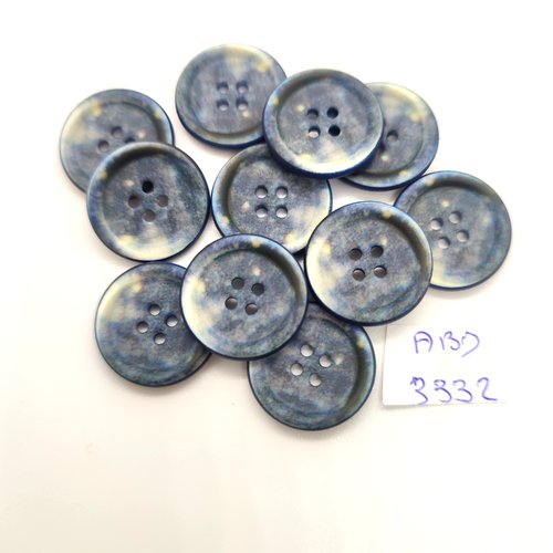 11 boutons en résine gris / bleu - 18mm - abd3332