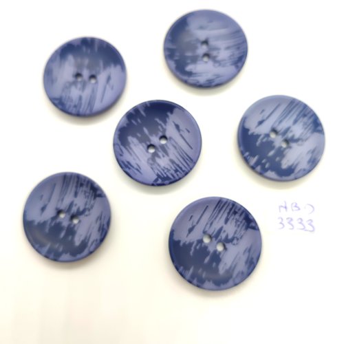 6 boutons en résine gris / bleu - 25mm - abd3333