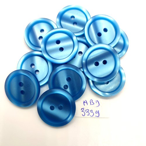 12 boutons en résine bleu - 20mm - abd3339