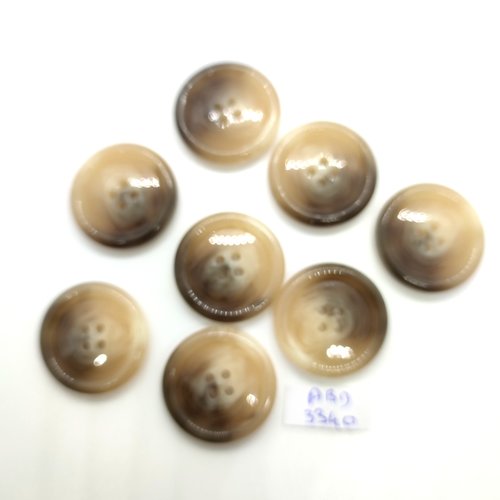 9 boutons en résine beige et marron  - 25mm - abd3340
