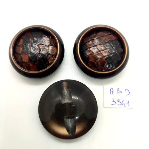 3 boutons en résine marron  - 30mm - abd3341