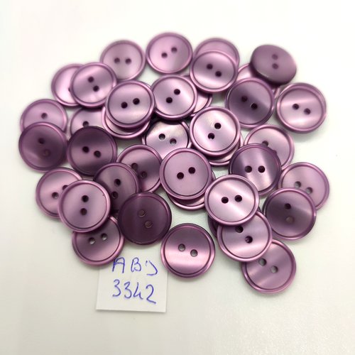 40 boutons en résine violet clair / lilas  - 13mm - abd3342