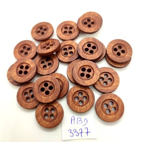 23 boutons en résine marron - 15mm - abd3377
