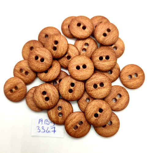 30 boutons en résine marron - 15mm - abd3347