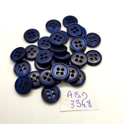 30 boutons en résine bleu foncé - 11mm - abd3348