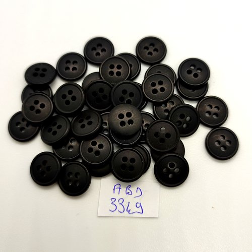 39 boutons en résine noir - 11mm - abd3349