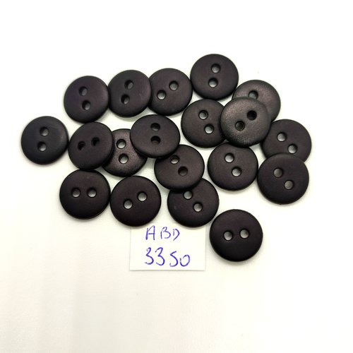 19 boutons en résine noir - 13mm - abd3350