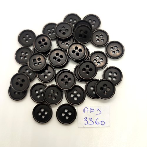 35 boutons en résine noir - 13mm - abd3360