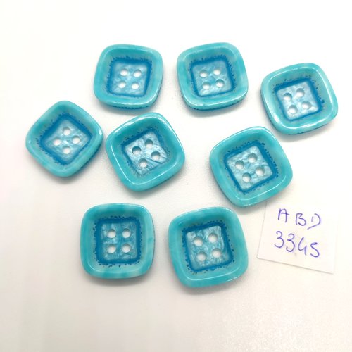8 boutons en résine bleu - 19x19mm - abd3345