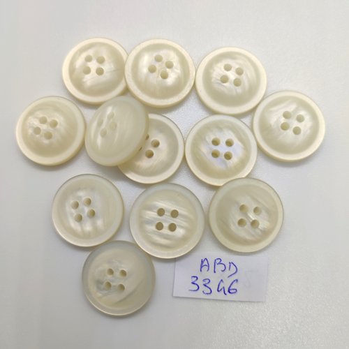 12 boutons en résine beige clair - 18mm - abd3346