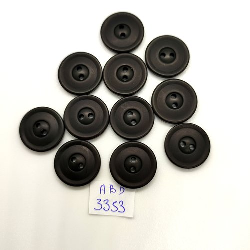 11 boutons en résine noir - 18mm - abd3353