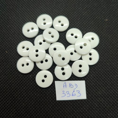 19 boutons en résine blanc - 12mm - abd3363