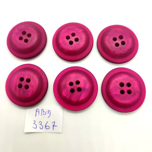 6 boutons en résine bordeaux / violet- 25mm - abd3367