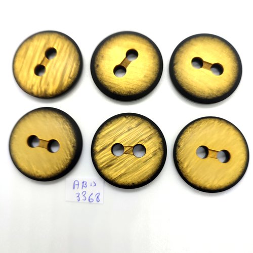 6 boutons en résine marron et ocre - 30mm - abd3368