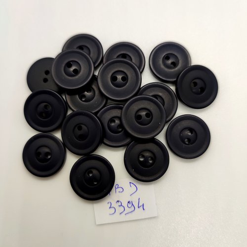 17 boutons en résine noir - 15mm - abd3394