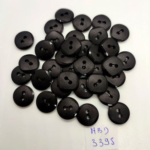 35 boutons en résine noir - 13mm - abd3395