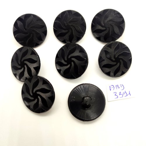 8 boutons en résine noir - 23mm - abd3391