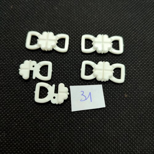 4 attaches en résine blanc - fermé 11x24mm