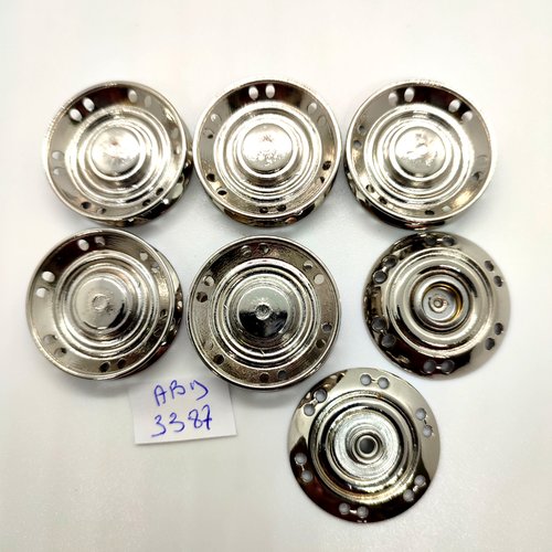 7 boutons pressions en métal argenté - 30mm - abd3387