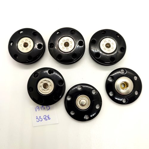5 boutons pressions en résine noir - 25mm - abd3388