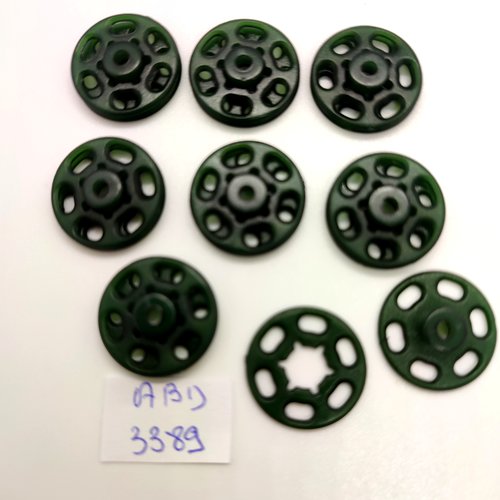 8 boutons pressions en résine vert - 18mm - abd3389