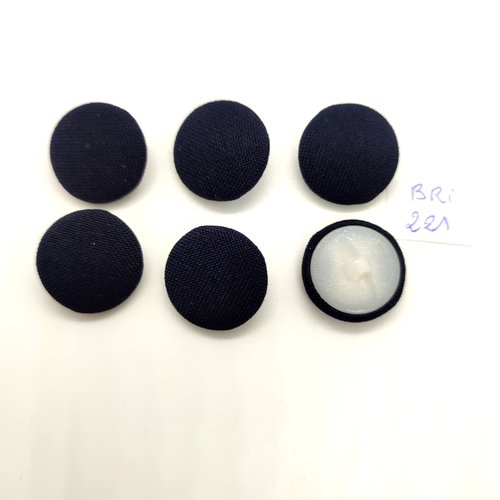 6 boutons en passementerie noir et nylon - 19mm - bri221